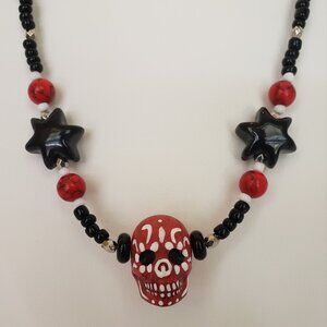 "RAMUEL"~ DAY OF THE DEAD Sugar Skull Necklace by KATSPAW JEWELRY